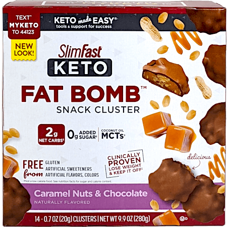 Keto Fat Bomb Snack Cluster - Caramel Nuts and Chocolate